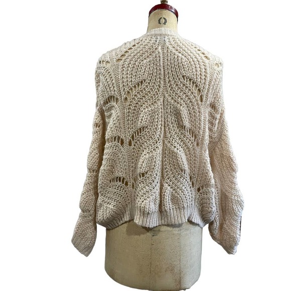 Silverflint Womens Open Front Cardigan Sweater Cream Knit Dolman S - Picture 7 of 10